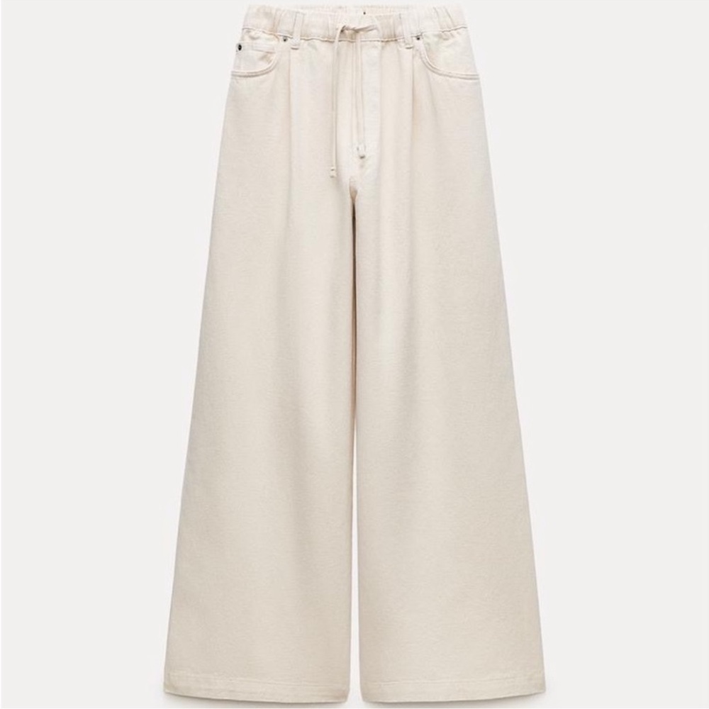 Women's Cream Wide-Leg Pants - Picture 4 of 6